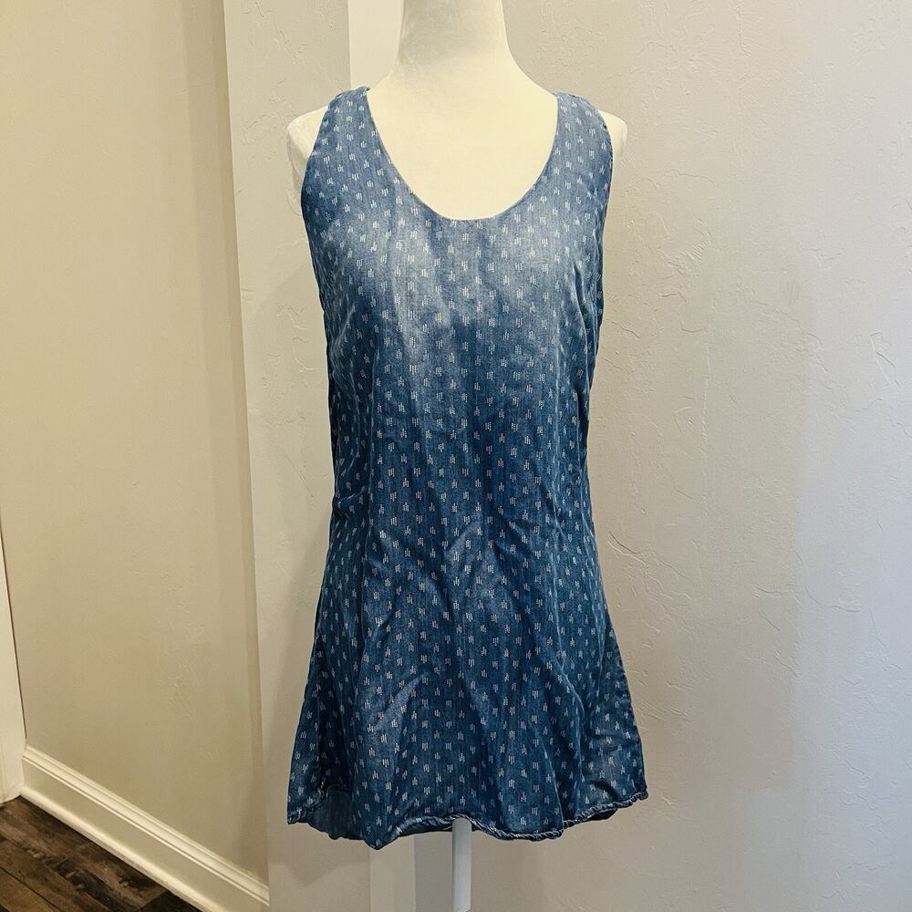 Philosophy Dress Size S Tunic Chambray Printed Hi Low Sleeveless Blue